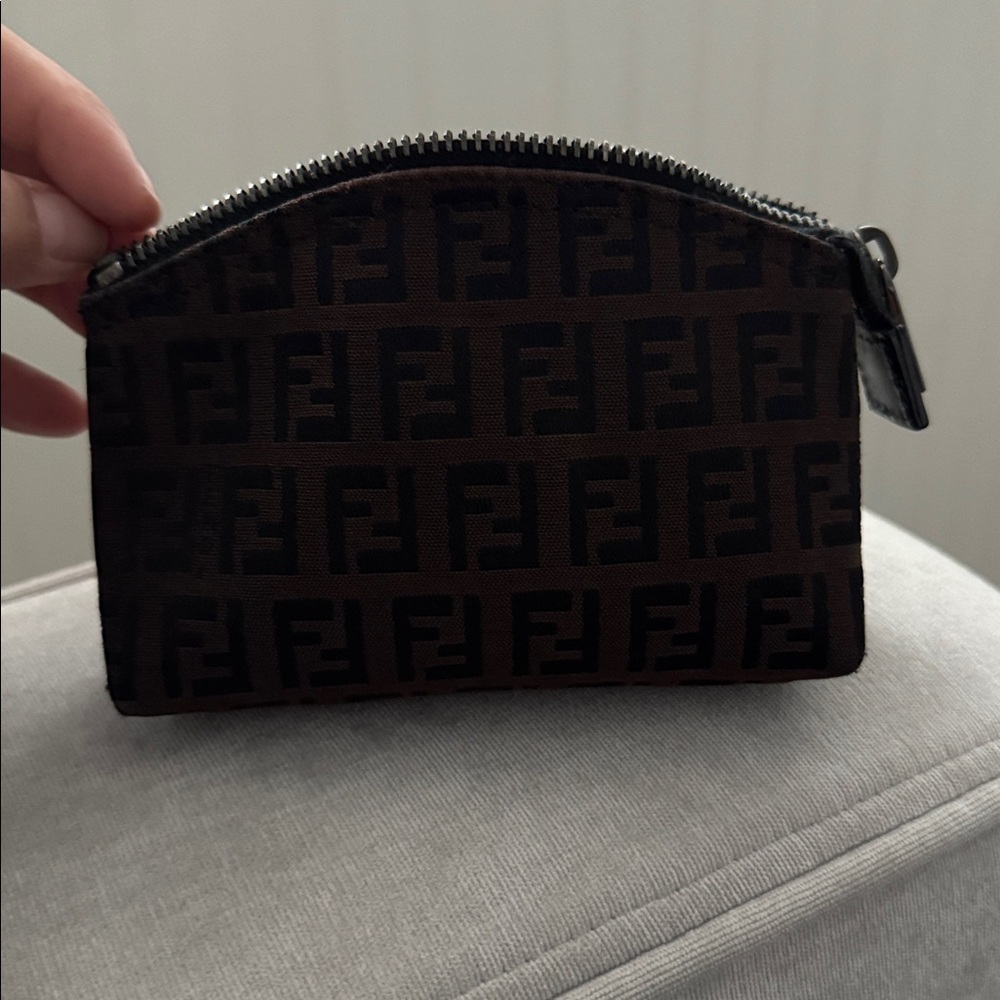 Fendi Brown and Black Monogram Pouch